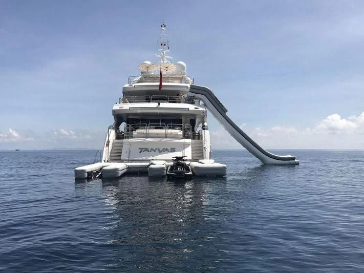a large ship in the water aboard ABOUT TIME Yacht for Sale