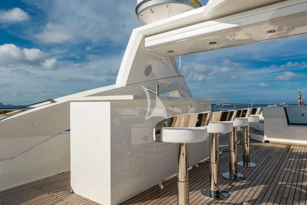 a white airplane on a deck aboard ABOUT TIME Yacht for Sale