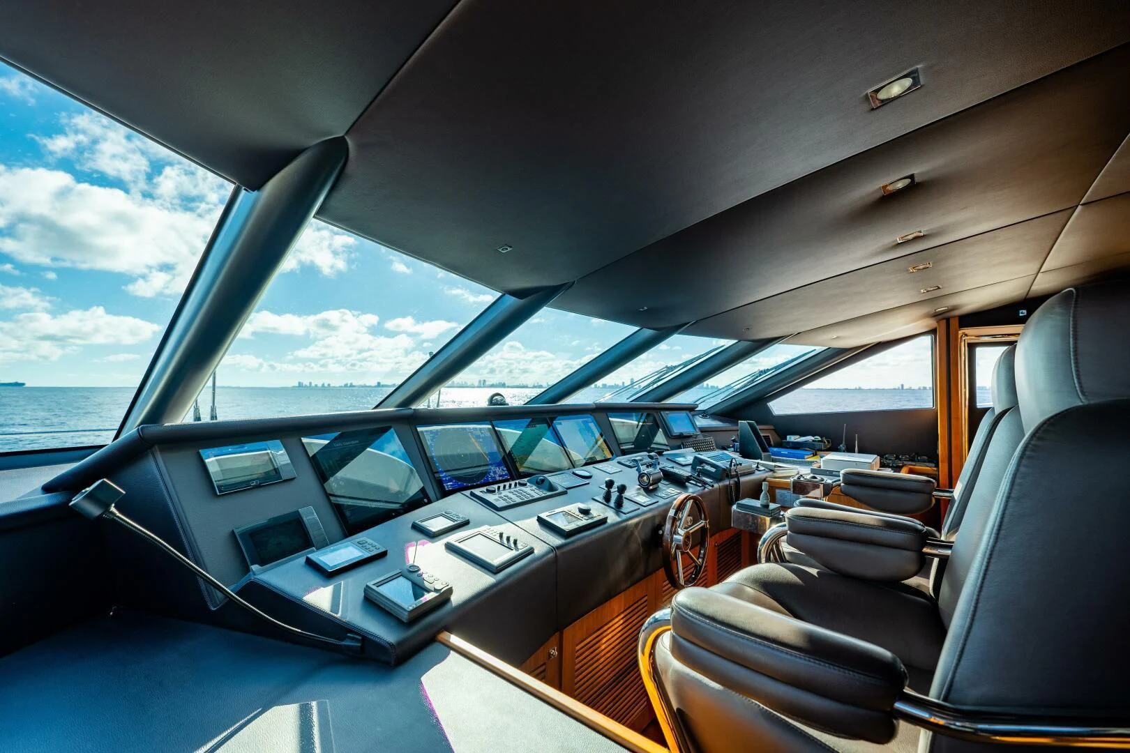inside of a car aboard ABOUT TIME Yacht for Sale