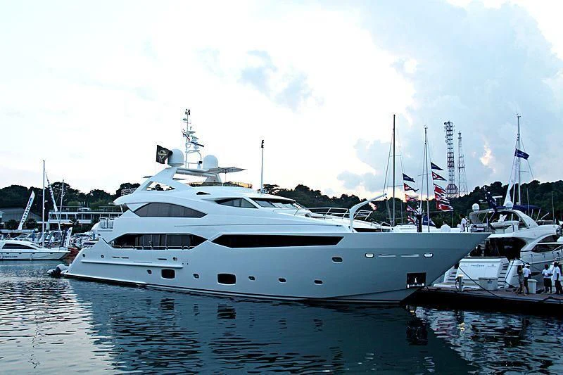 a large white yacht aboard ABOUT TIME Yacht for Sale