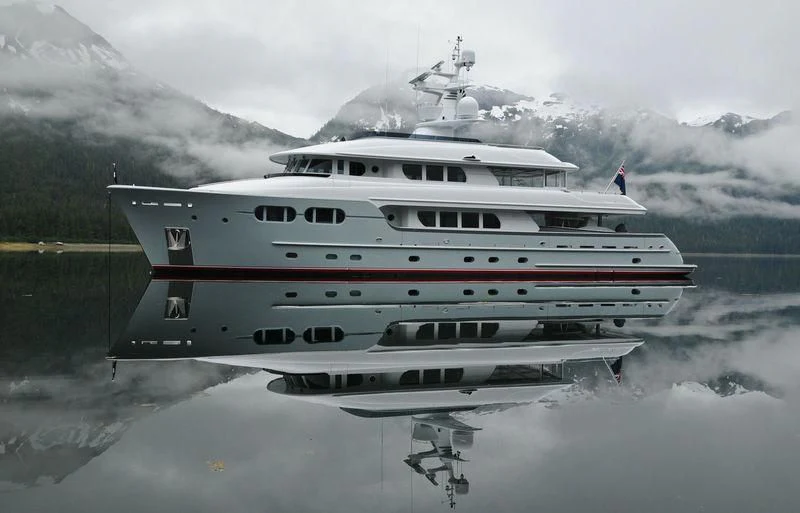 a white yacht in the water aboard MARAMA Yacht for Sale