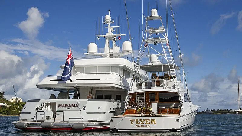 a large white boat in the water aboard MARAMA Yacht for Sale
