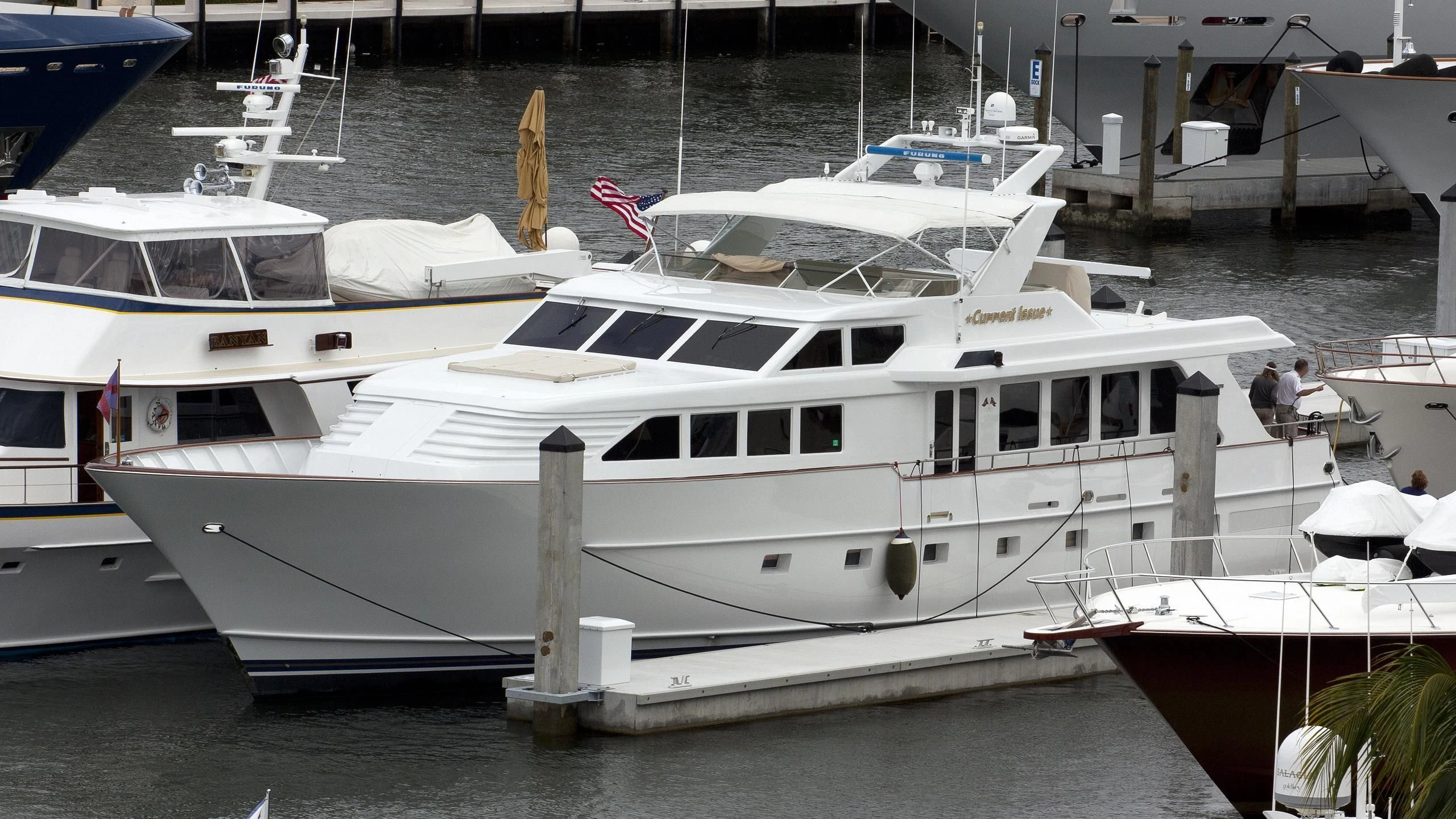 a boat docked at a pier aboard VICTORY Yacht for Sale