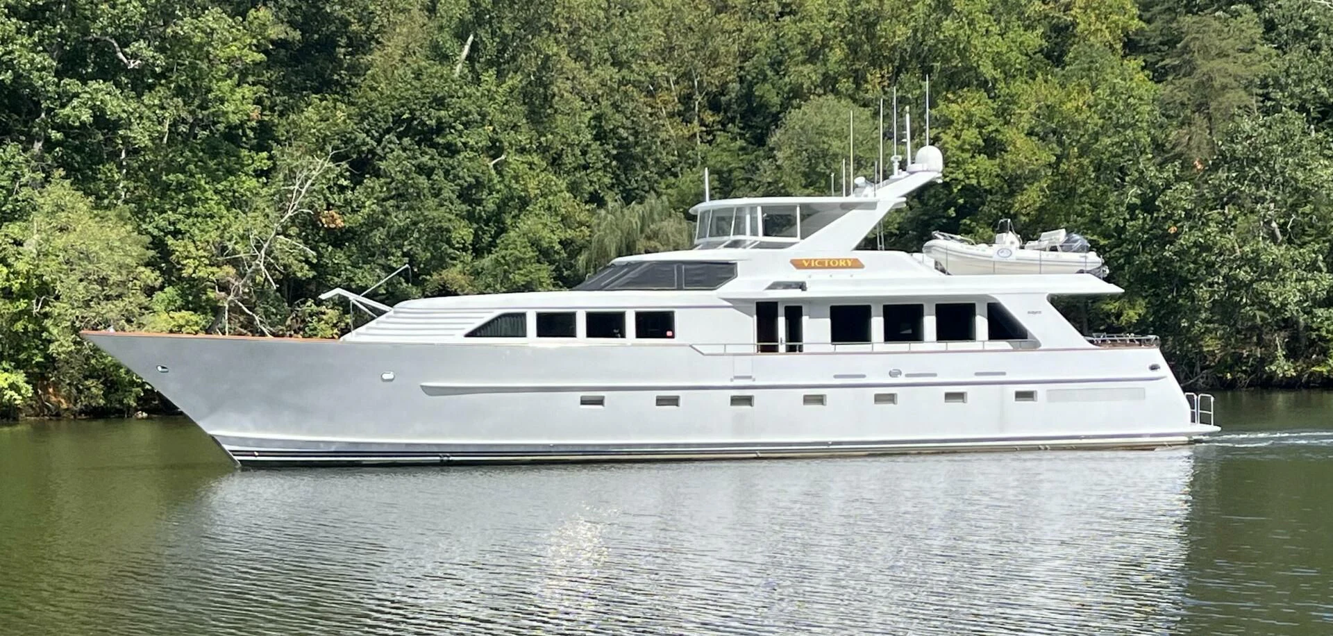 a boat on the water aboard VICTORY Yacht for Sale