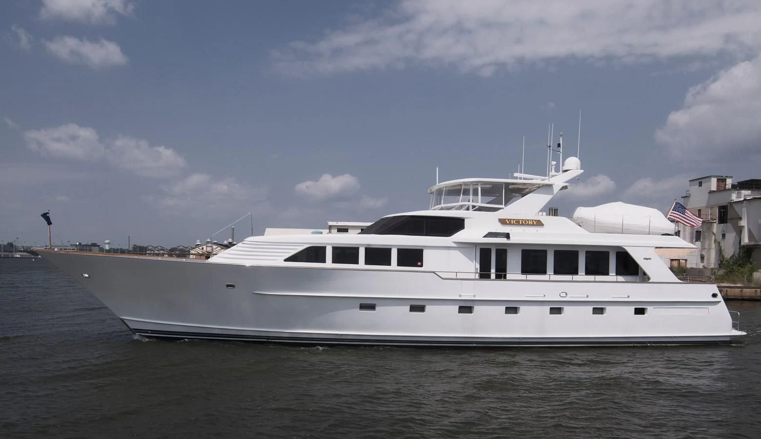 a large white yacht aboard VICTORY Yacht for Sale