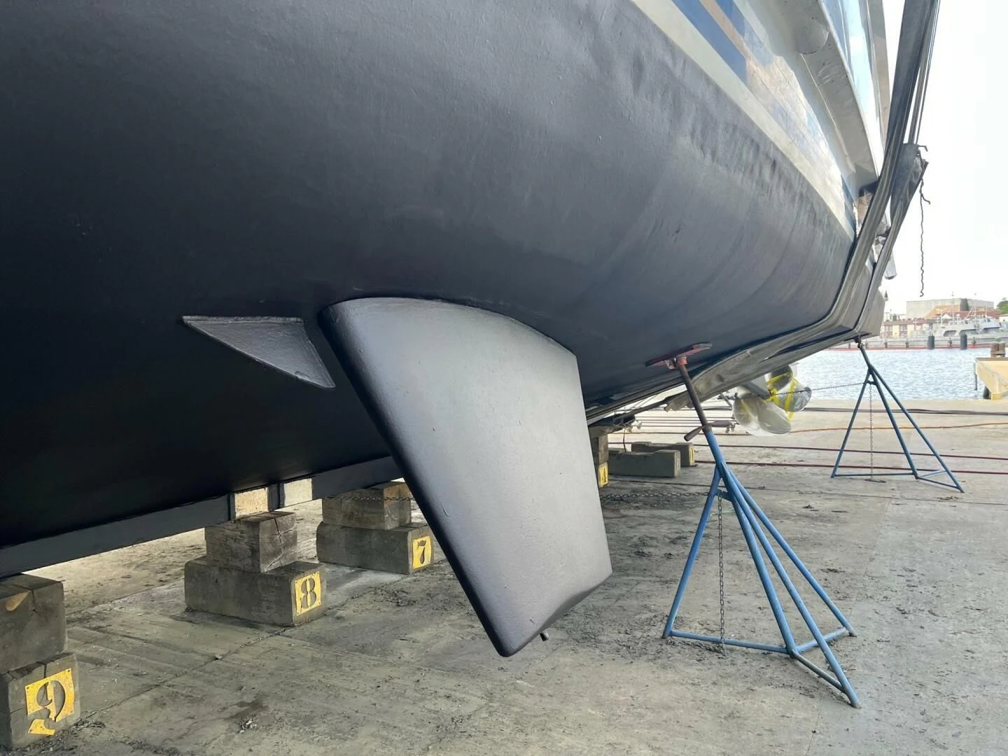 a large black object with a hole in the middle aboard VICTORY Yacht for Sale