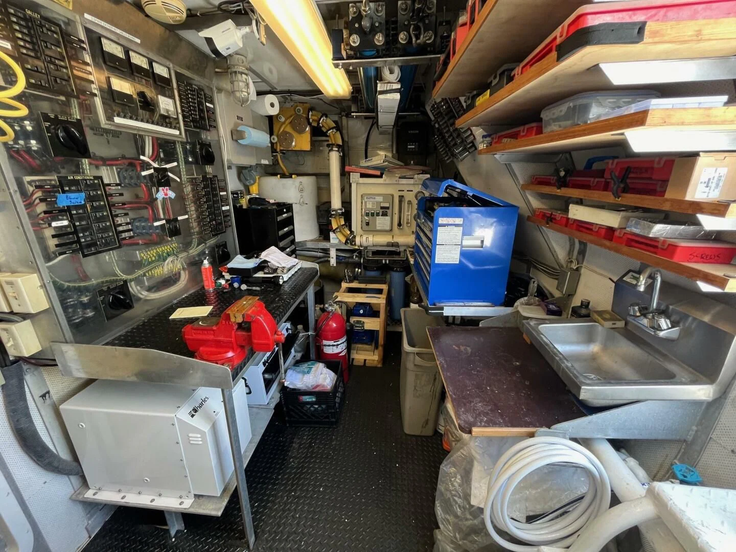 a room with machinery and equipment aboard VICTORY Yacht for Sale