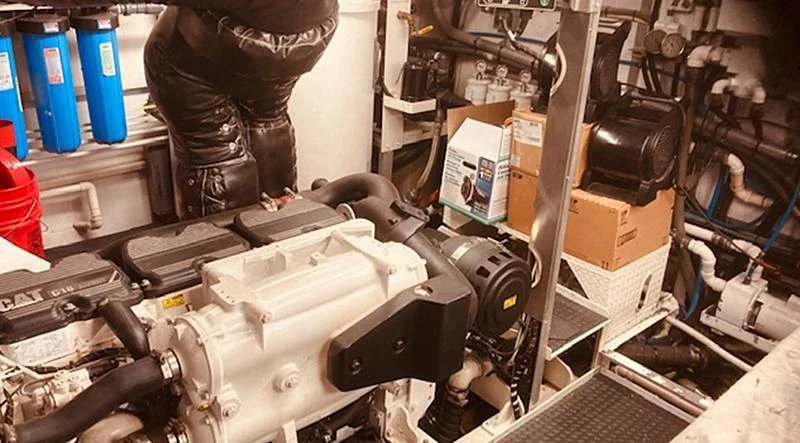 a machine with a large metal object aboard VICTORY Yacht for Sale
