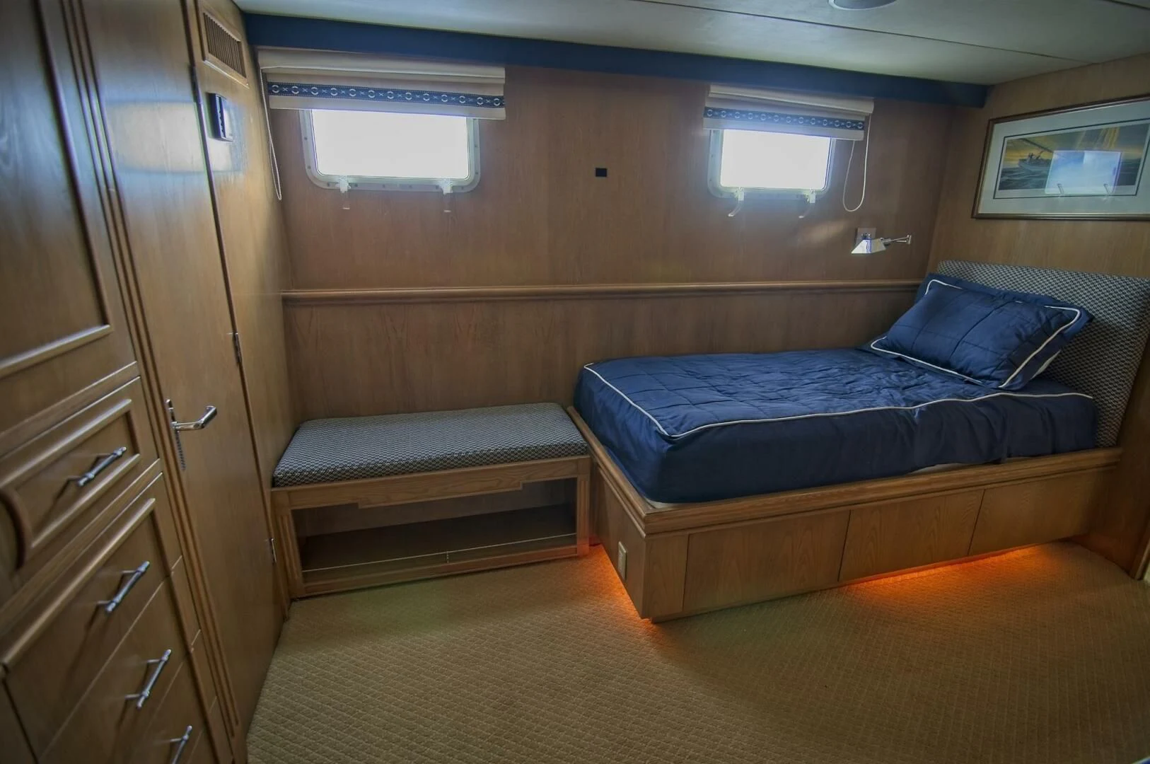 a bed in a room aboard VICTORY Yacht for Sale