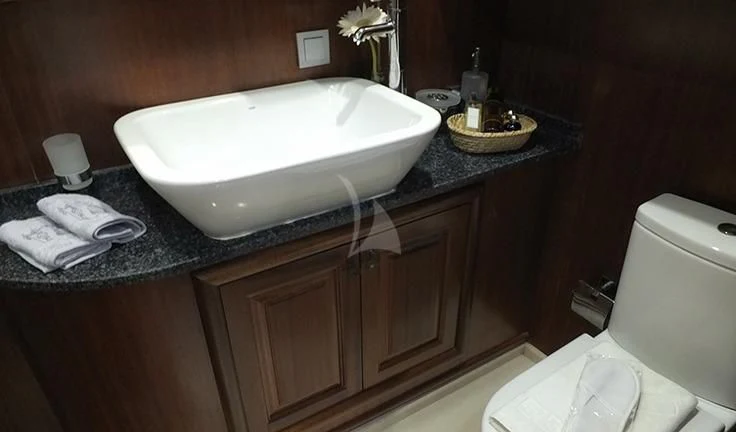 a bathroom with a sink and a toilet aboard KAPTAN MEHMET BUGRA Yacht for Sale