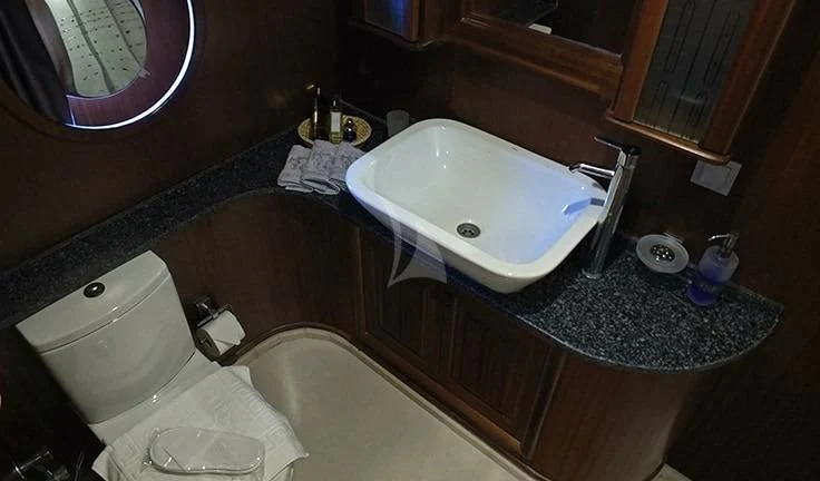 a bathroom with a large sink aboard KAPTAN MEHMET BUGRA Yacht for Sale