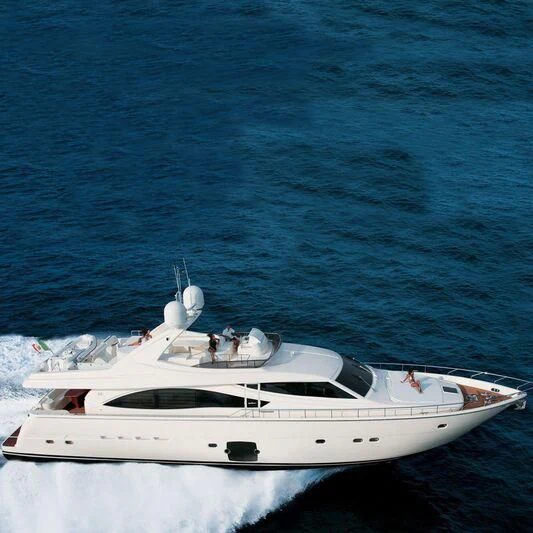 a white yacht on the water aboard LIDIA Yacht for Sale