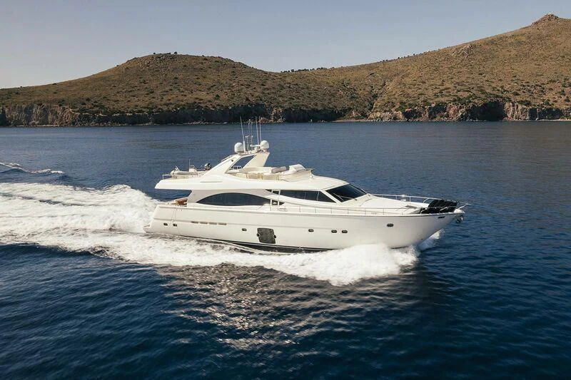 a white yacht on the water aboard LIDIA Yacht for Sale
