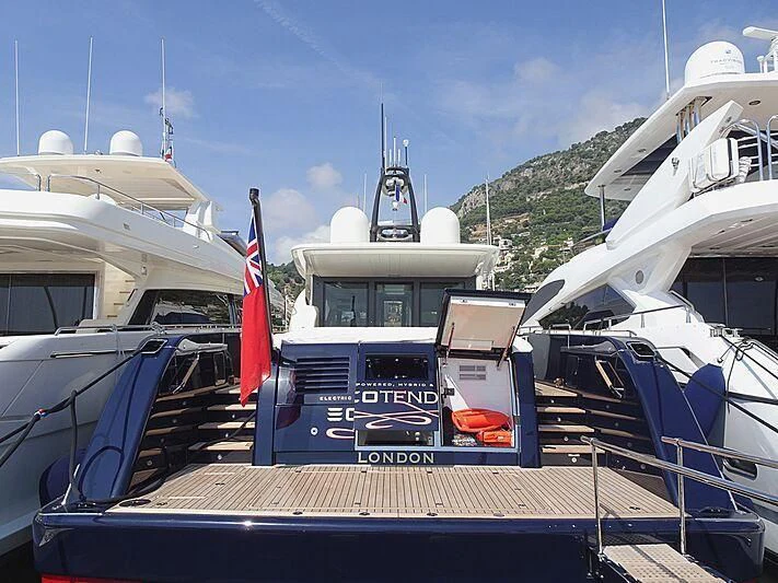 a boat docked at a pier aboard BLUE ROSE Yacht for Sale