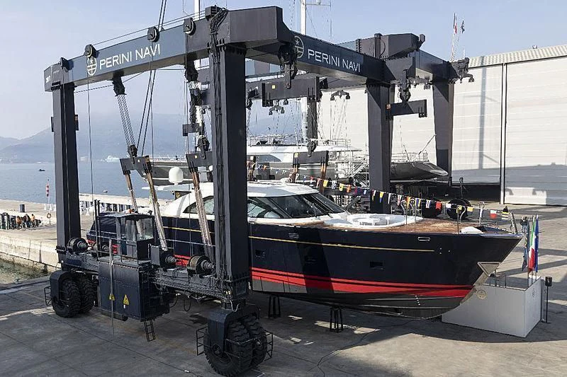 a boat on a trailer aboard BLUE ROSE Yacht for Sale