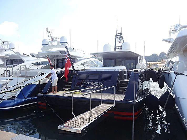 a boat is parked in the water aboard BLUE ROSE Yacht for Sale