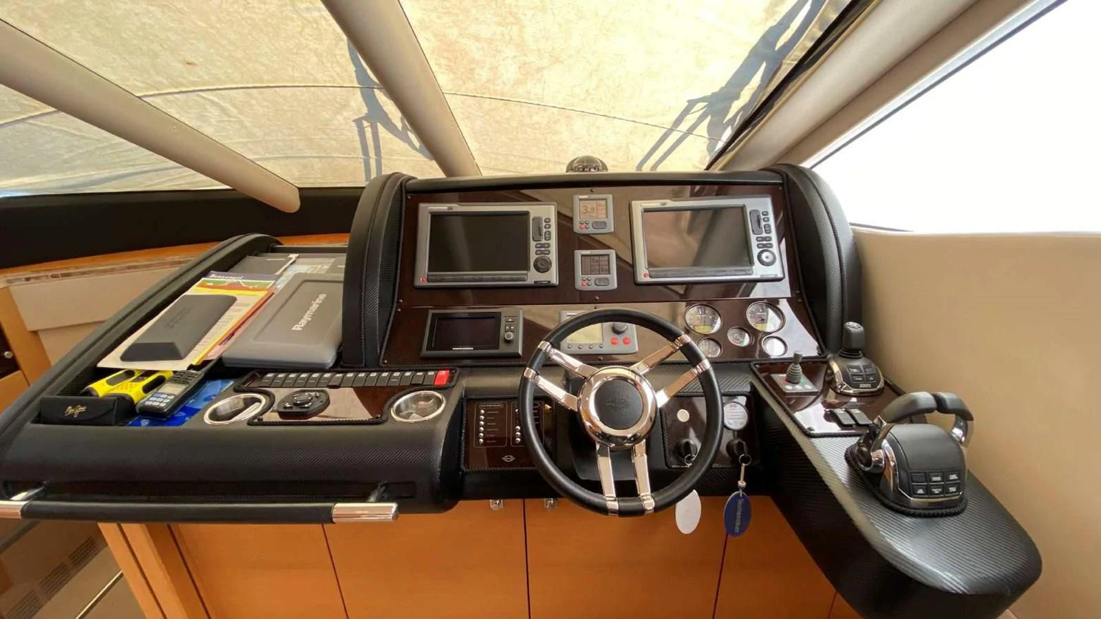 the inside of a car aboard SUNSEEKER MANHATTAN 63 Yacht for Sale