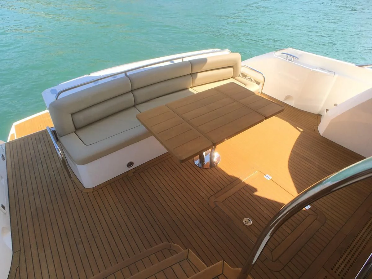 a boat on a deck aboard SUNSEEKER MANHATTAN 63 Yacht for Sale
