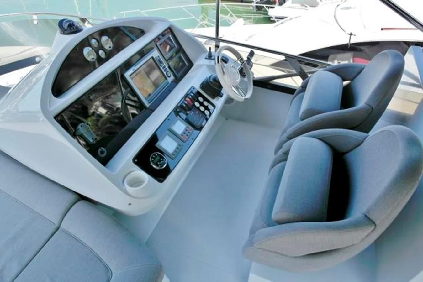 the interior of a car aboard SUNSEEKER MANHATTAN 63 Yacht for Sale
