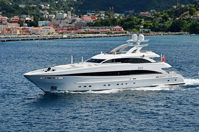 a white yacht in the water aboard JEMS Yacht for Sale