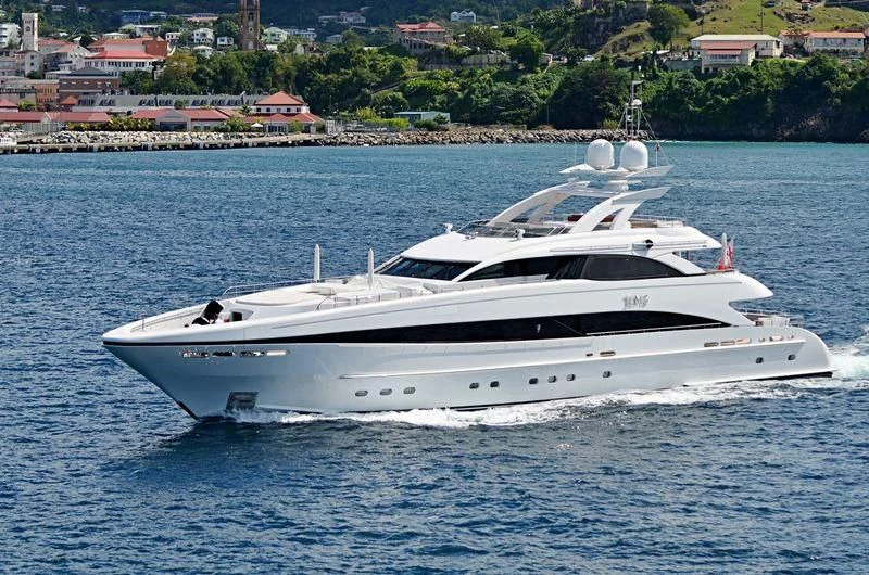 a white yacht on the water aboard JEMS Yacht for Sale