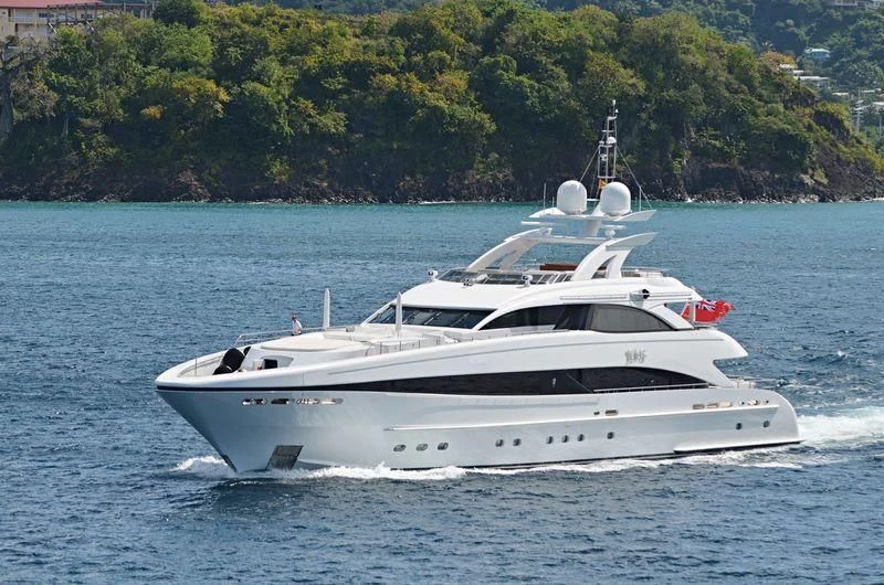 a white yacht on the water aboard JEMS Yacht for Sale