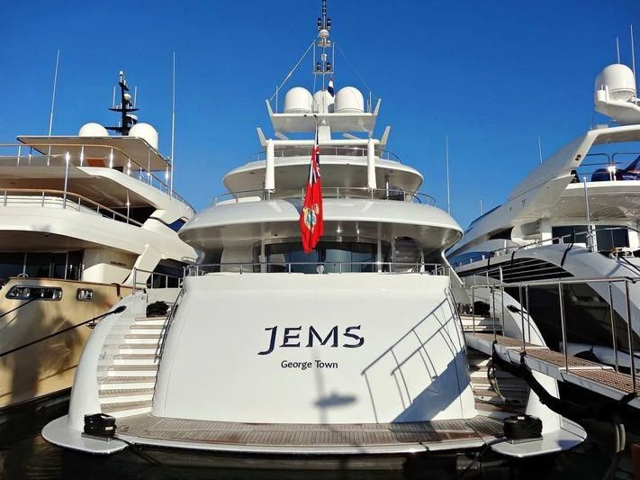 a group of boats in a harbor aboard JEMS Yacht for Sale