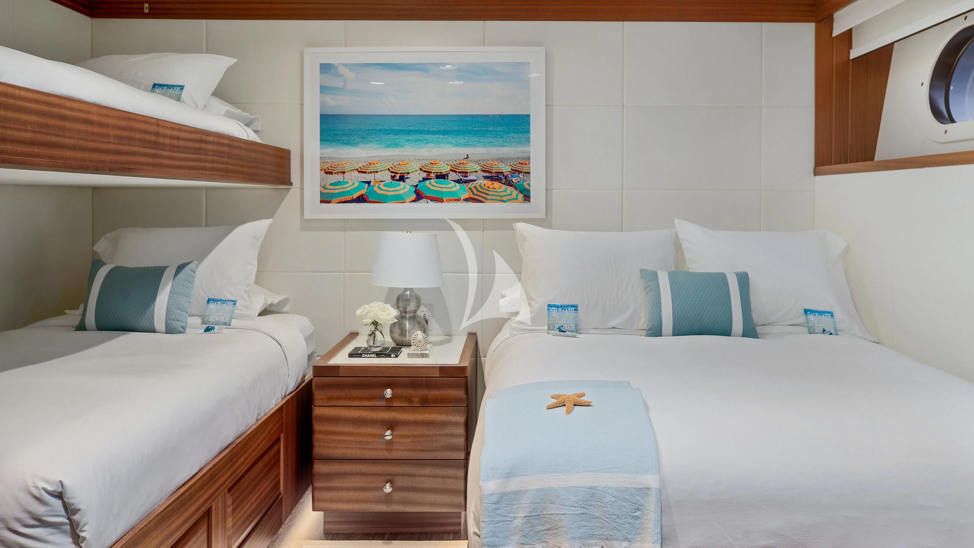a room with two beds aboard ENDLESS SUMMER Yacht for Sale