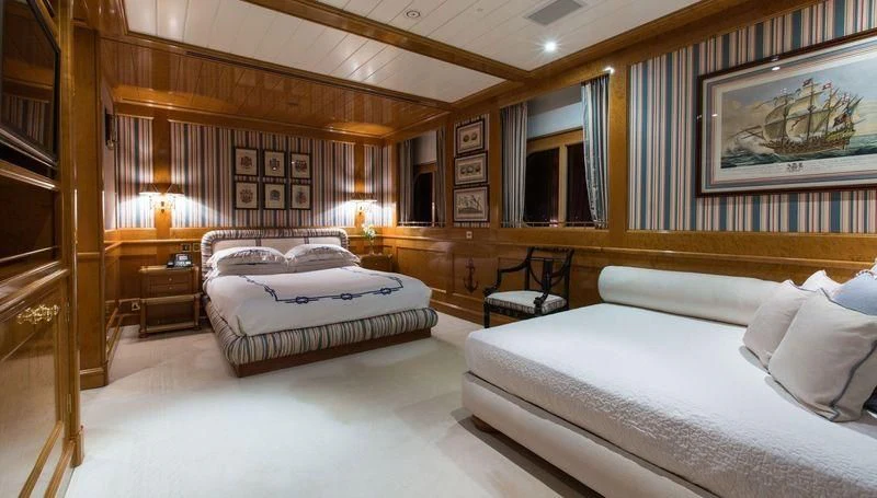 a room with two beds aboard GRAND OCEAN Yacht for Sale