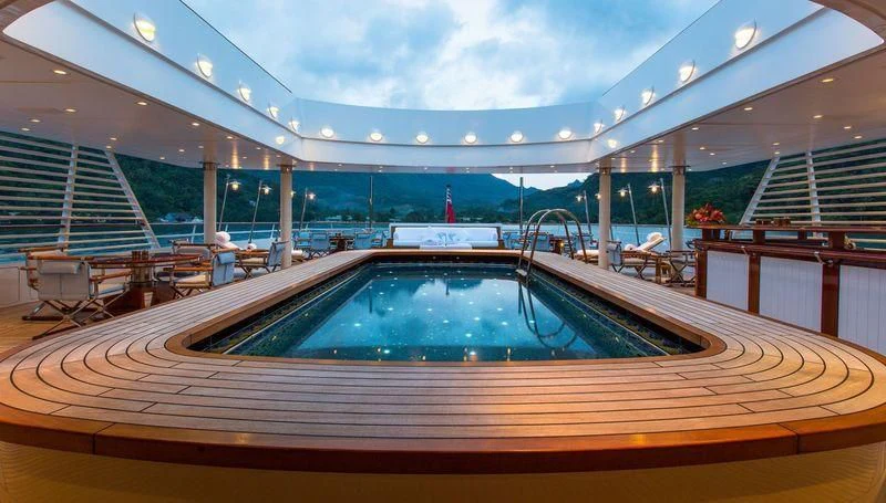 a large swimming pool aboard GRAND OCEAN Yacht for Sale