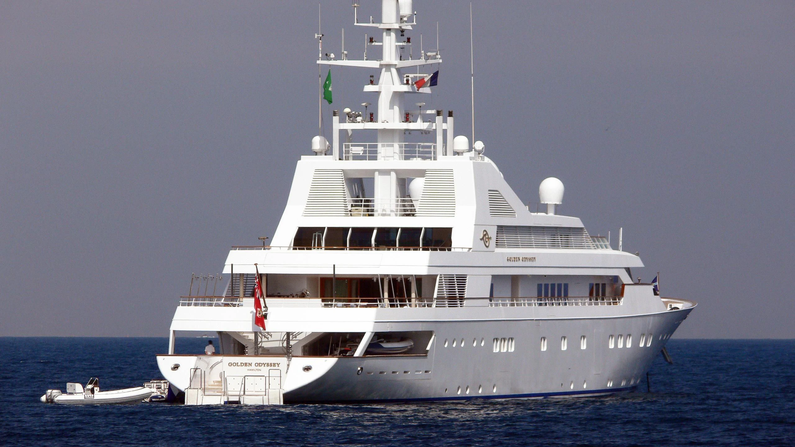 a large white boat in the water aboard GRAND OCEAN Yacht for Sale