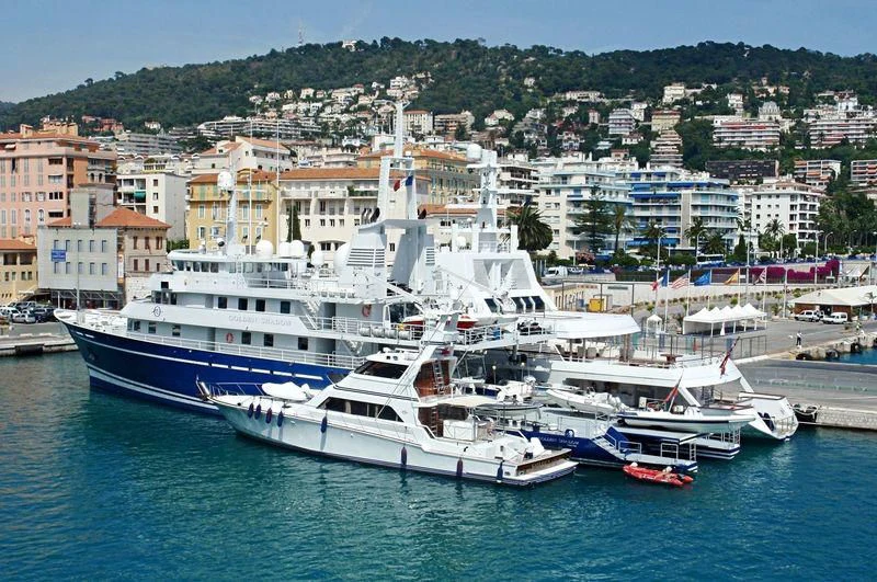 a group of boats in a harbor aboard GRAND OCEAN Yacht for Sale