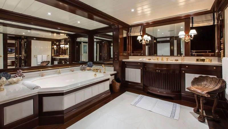 a large bathroom with a large tub aboard GRAND OCEAN Yacht for Sale