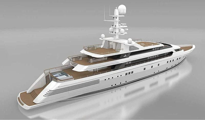 a model of a boat aboard GRAND OCEAN Yacht for Sale