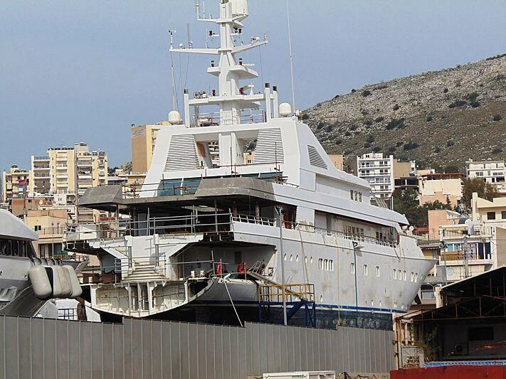 a large white ship docked aboard GRAND OCEAN Yacht for Sale