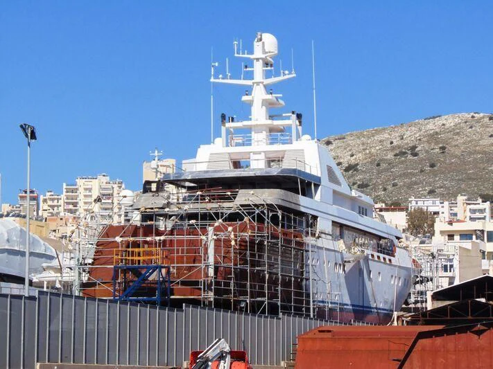 a large ship docked aboard GRAND OCEAN Yacht for Sale
