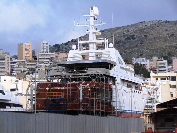 a large cruise ship in a harbor aboard GRAND OCEAN Yacht for Sale