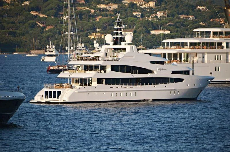 a large white boat in the water aboard LUDZIE Yacht for Sale