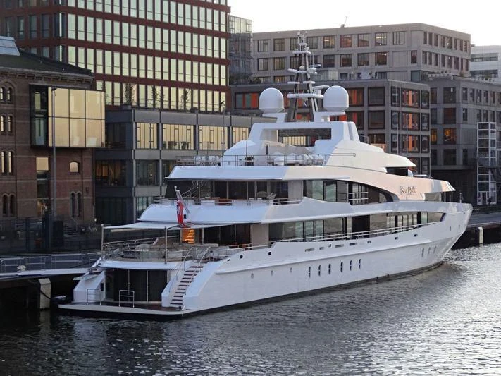 a large white boat on the water aboard LUDZIE Yacht for Sale