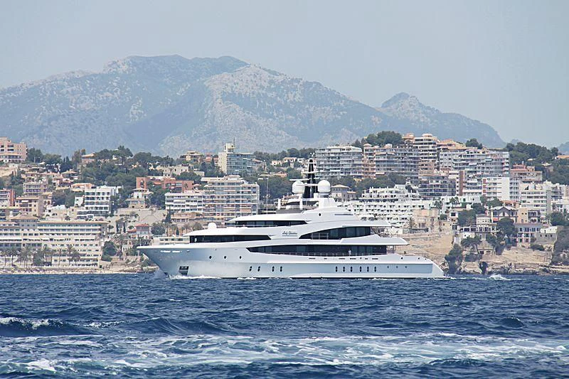 a large white boat in the water aboard LUDZIE Yacht for Sale