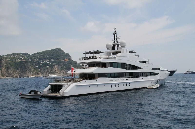 a large white boat in the water aboard LUDZIE Yacht for Sale