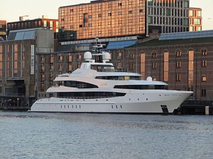 a large white boat in the water aboard LUDZIE Yacht for Sale