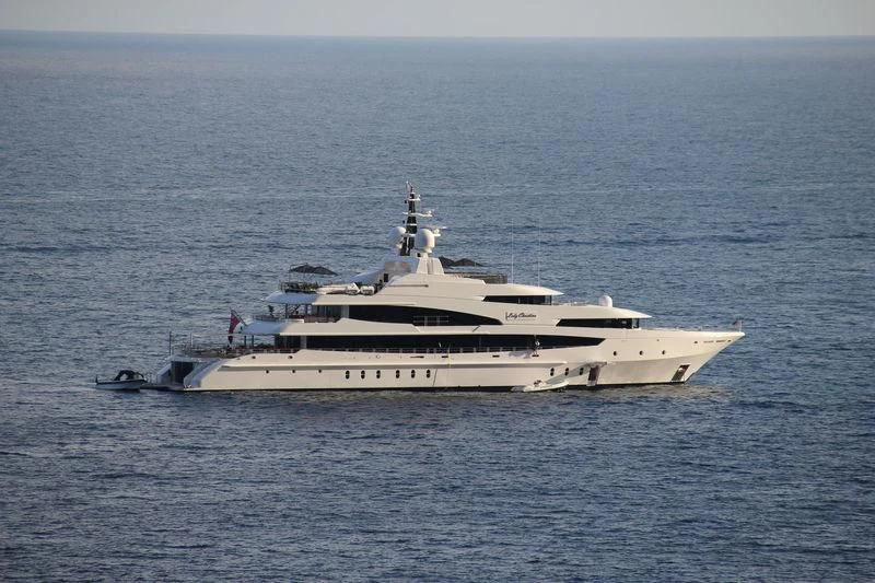 a large white ship in the water aboard LUDZIE Yacht for Sale