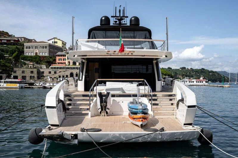 a boat on the water aboard LUAR Yacht for Charter