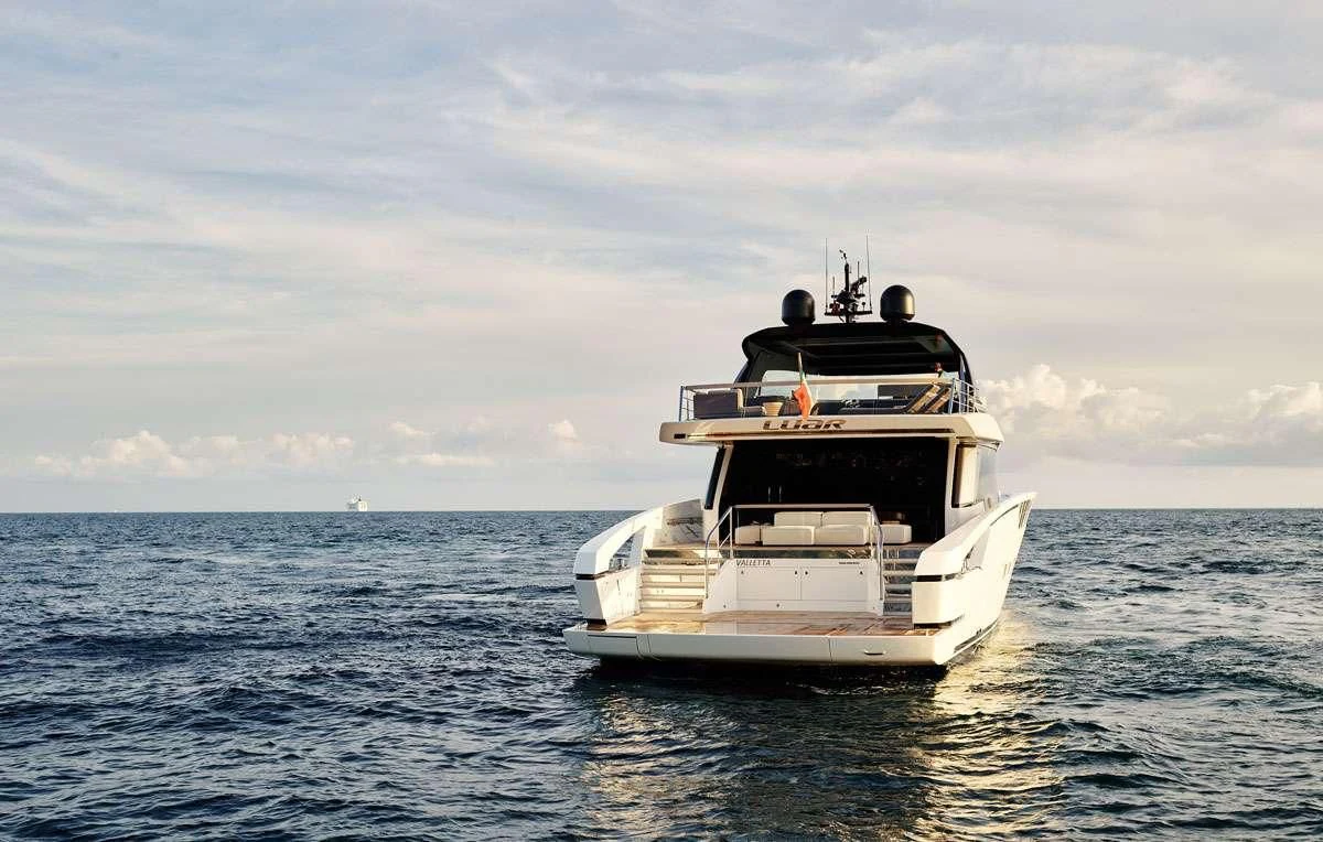 a boat in the water aboard LUAR Yacht for Charter