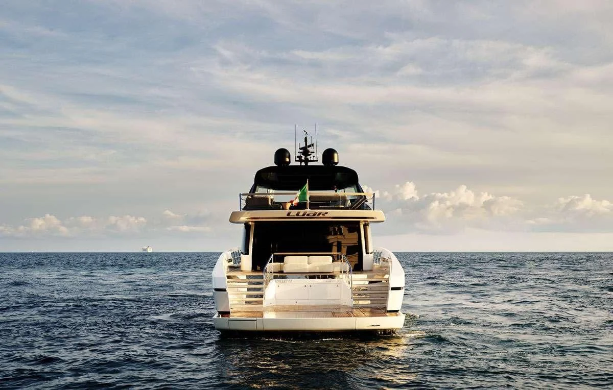 a boat in the water aboard LUAR Yacht for Charter