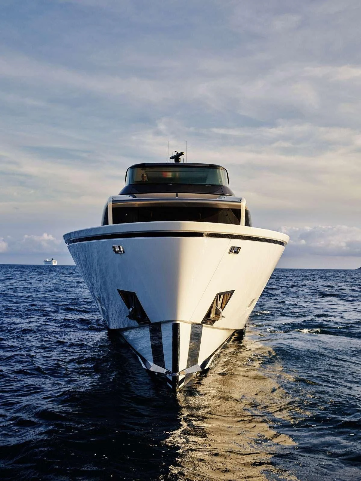 a boat in the water aboard LUAR Yacht for Charter
