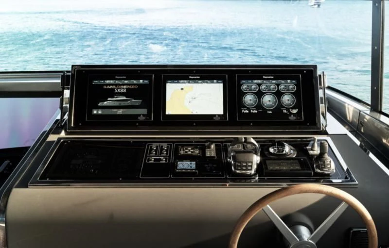 the inside of a car aboard LUAR Yacht for Charter