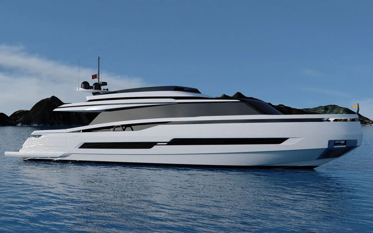 a white yacht in the water aboard IL SOGNO Yacht for Sale