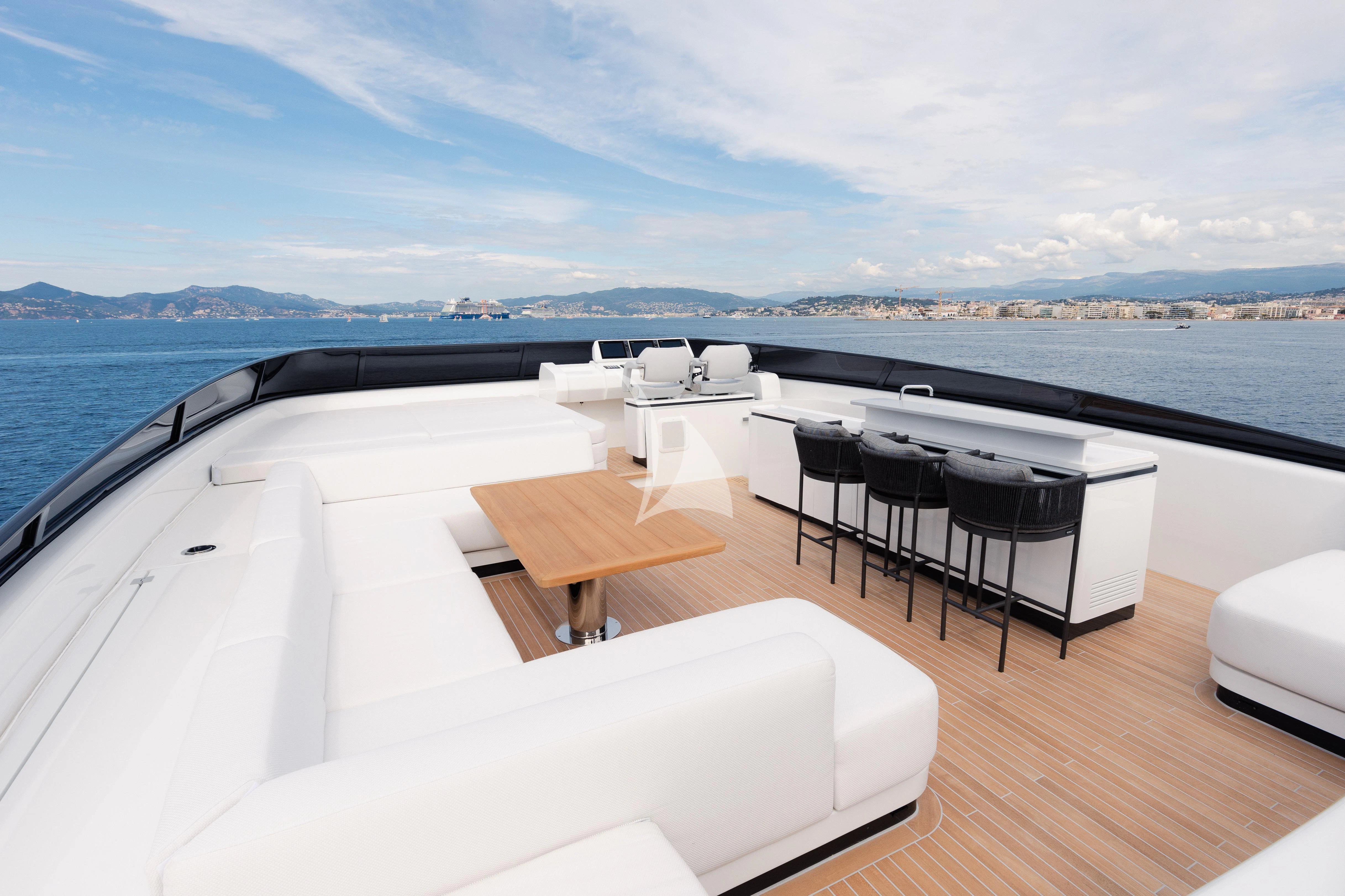 a balcony overlooking a body of water aboard IL SOGNO Yacht for Sale